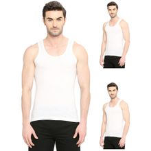 VIP Bonus Classic Mens Snow White Premium Cotton Vest (Pack of 3)