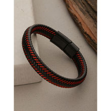 Aatmana Men Black & Red Leather Wraparound Bracelet