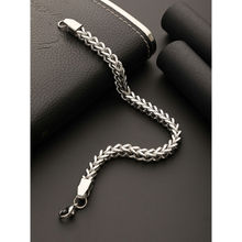 Aatmana Men Silver Plated Curb Chain Stainless Steel Bracelet