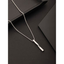 Aatmana Twisted Cube Bar Silver Plated Pendant Necklace
