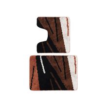 OBSESSIONS Anti-Skid Polyester Bathmat and Contour Set Brown