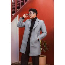 JAVINISHKA Men Grey Solid Single-Breasted Coat