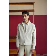 Muvazo Off White Men Twill Collar Neck Jacket