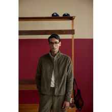 Muvazo Beige Men Corduroy High Neck Jacket