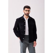 MH&Y Black Men Corduroy Collar Neck Shacket