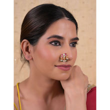 Shlok Jewels Women Multi-Color 18K Gold Plated Jadau Kundan Nose Pin
