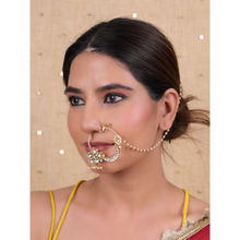 Shlok Jewels Women White 18K Gold Plated Kundan Nose Ring