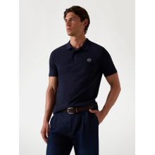Guess Mens Navy Blue Solid Collared Short Sleeves Polo T-Shirt