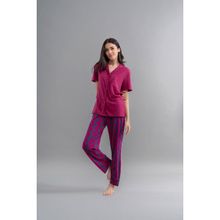 NeceSera Ruby Supima Lounge Shirt with Pyjama (Set of 2)