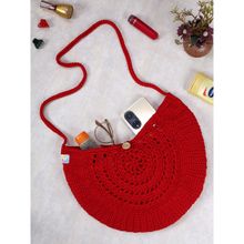 Magic Needles Red Handmade Boho Cotton Sling Bag