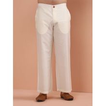 KISAH Men Off White Solid Straight Pyjama