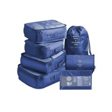 House of Quirk Clothes Packing Organizer Luggage Storage Organizer Navy Blue (Pack of 7)