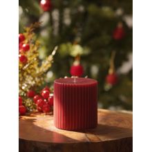 Pure Home + Living Red Ribbed Pillar Candle