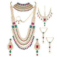 Peora Gold Plated Ethnic Indian Kundan Crystal Multi (Colour Dulhan Bridal Jewellery Set (PF36BR10RG)