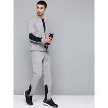 Alcis Men Grey Melange Black Solid Track Suits