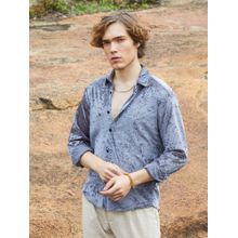 Campus Sutra Men Moon Grey Solid Velvet Shirt
