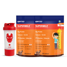 Gritzo Supermilk Height+ 10G Double Chocolate Protein With Shaker - Pack Of 3
