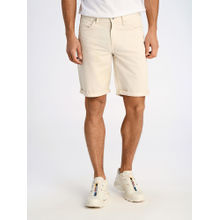LINDBERGH Men's Cream Mid Rise Slim Fit Denim Shorts