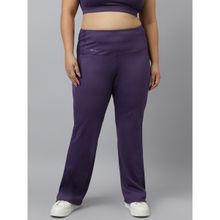Fitkin Plus Size Active Track Gym Bootcut Flare Purple Pants