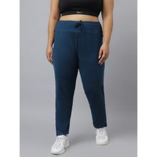 Fitkin Plus Size Ecofriendly Tencel Active Track Gym Teal Straight Pants