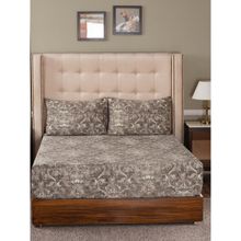 Maspar Vintage Grandeur Classic Prime 400TC Cotton Neutral King Bed Sheet With 2 Pillow Covers