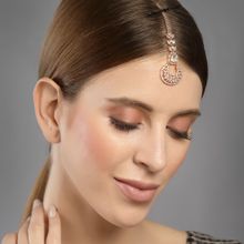 PANASH Rose Gold Plated AD Studded Handcrafted Maang Tika