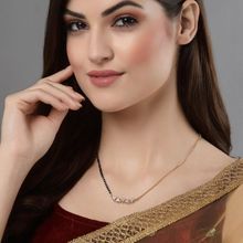 PANASH Gold Plated AD Stone and Black Beads Mangalsutra