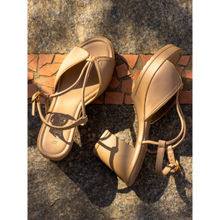 Indifeet Beige Trendy & Stylish Peep Toe Block Sandal Heels