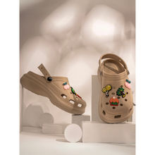 Indifeet Brown Stylish and Waterproof Rubber Platform Slip On Clogs with Charms