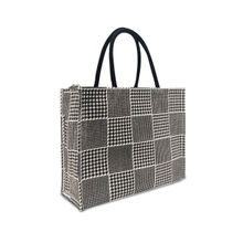 Earth Bags Geometric Houndstooth Checks with Zipper Black