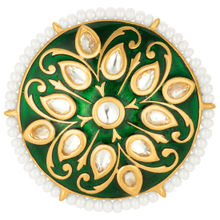 Peora Traditional 18K Gold Plated Meena Work Kundan Pearl Adjustable Ring Girls (PF37R6G)