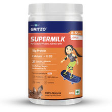 Gritzo SuperMilk 8-12y (Girls), Kids Nutrition & Health Drink- Natural Double Chocolate Flavour