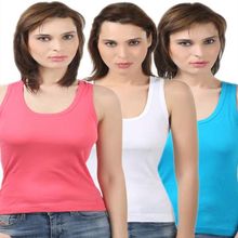 Bodycare Cool Racerback Camisole In Coral-Firozi-White Color (Pack Of 3)