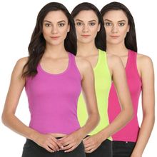 Bodycare Cool Racerback Camisole In Lilac-Parrot Green-Fuchsia Color (Pack Of 3)