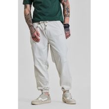 Snitch Off White Solid Relaxed Casual Joggers for Men