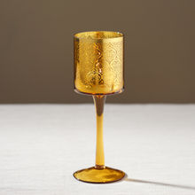 Pure Home + Living Gold Pattern Glass Stem Candle Holder