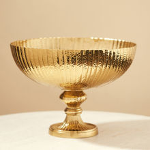 Pure Home + Living Gold Ribbed Metal Decorative Bowl with Stand