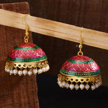 Fida Wedding Ethnic Pink Meenakari Jhumka Earrings For Women(OSXXIJE32)