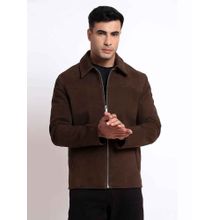 Saint G Aris Chocolate Suede Leather Men Jacket with Collars