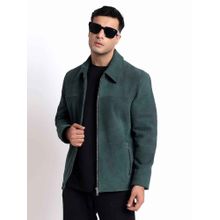 Saint G Cristo Dark Green Suede Leather Men Jacket with Collars