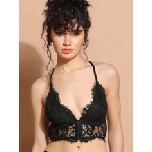 Da Intimo Black Front Open Delicate Lace Designer Back Bralette