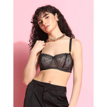 Da Intimo Black Lace Design Underwired Balconette Bra