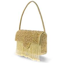 Peora Gold Clutch Purses for Women Stone Studded Handmade Handbags Party Bridal Clutch (C25G)