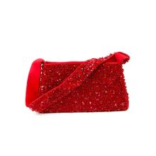 Odette Red Sequin-uncut Stone Hand-held Bag