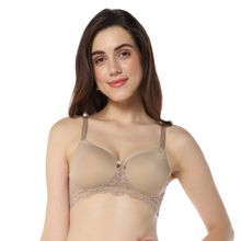 Amante Lace Padded Non-Wired Full Coverage Elegance Bra- Nude