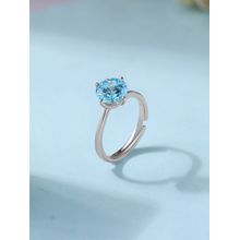 Ornate Jewels 925 Silver Round 3.50 Carat Blue Topaz Solitaire Adjustable Ring for Women & Girls
