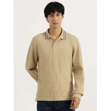 United Colors of Benetton Beige Regular Fit Collared Ribbed Polo T-Shirt