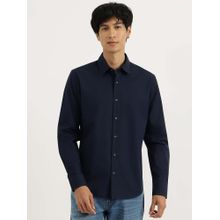 United Colors of Benetton Navy Blue Regular Fit Spread Collar Patterned Shirt
