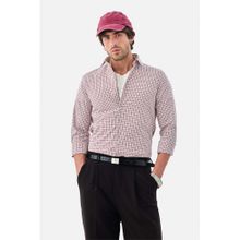 Snitch Red Micro Check Slim Semi Formal Shirt