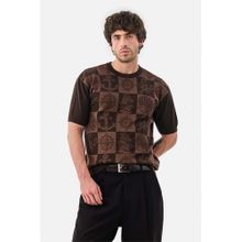 Snitch Brown Half Sleeves Oversized Casual T-Shirt